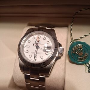 Silver and white Stainless Steel explorer Watch with box